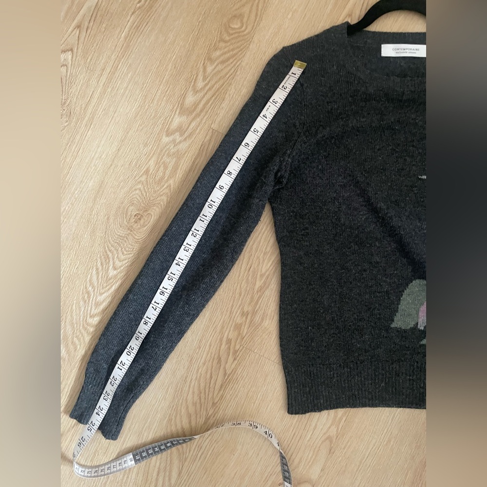 Gray Bird Sweater S Cottagecore Cozy Academia Soft Girl Knit - Picture 9 of 11